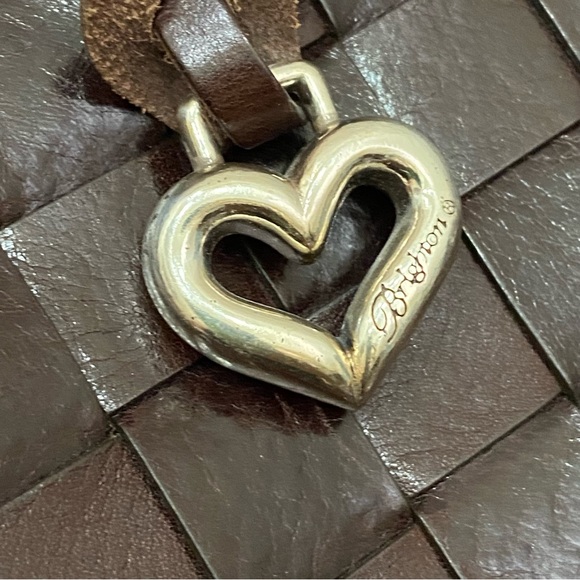 Vintage BRIGHTON Mahogany Brown Leather Woven Double Handle Strap Shoulder Bag - Picture 12 of 16